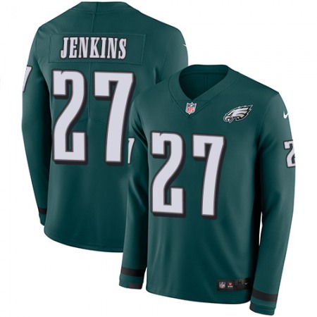 Nike Eagles #27 Malcolm Jenkins Midnight Green Team Color Men's Stitched NFL Limited Therma Long Sleeve Jersey