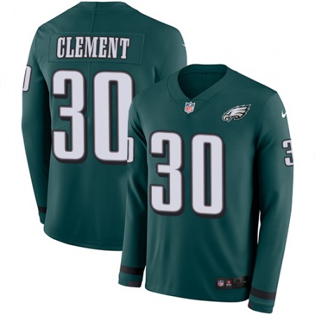 Nike Eagles #30 Corey Clement Midnight Green Team Color Men's Stitched NFL Limited Therma Long Sleeve Jersey
