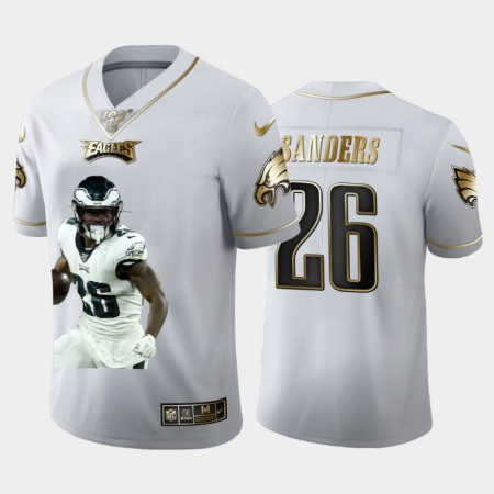 Philadelphia Eagles #26 Miles Sanders Nike Team Hero 1 Vapor Limited NFL 100 Jersey White Golden