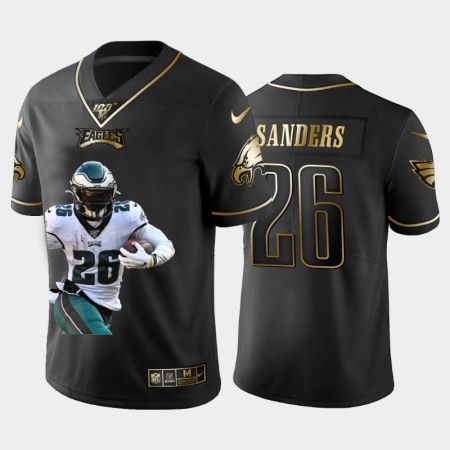 Philadelphia Eagles #26 Miles Sanders Nike Team Hero Vapor Limited NFL 100 Jersey Black Golden