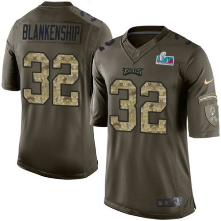 Nike Eagles #32 Reed Blankenship Green Super Bowl LVII Patch Men's Stitched NFL Limited 2015 Salute to Service Jersey