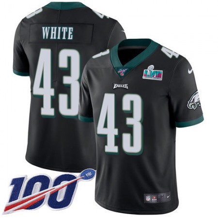 Nike Eagles #43 Kyzir White Black Alternate Super Bowl LVII Patch Men's Stitched NFL 100th Season Vapor Untouchable Limited Jersey