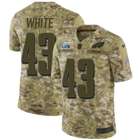 Nike Eagles #43 Kyzir White Camo Super Bowl LVII Patch Men's Stitched NFL Limited 2018 Salute To Service Jersey