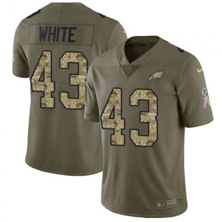 Nike Eagles #43 Kyzir White Olive/Camo Men's Stitched NFL Limited 2017 Salute To Service Jersey