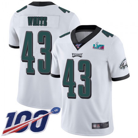 Nike Eagles #43 Kyzir White White Super Bowl LVII Patch Men's Stitched NFL 100th Season Vapor Untouchable Limited Jersey