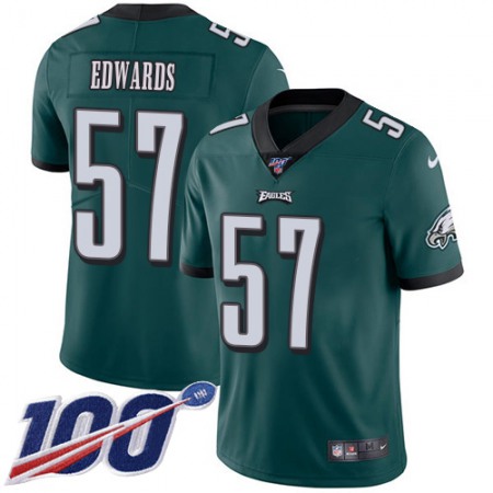 Nike Eagles #57 T. J. Edwards Green Team Color Men's Stitched NFL 100th Season Vapor Untouchable Limited Jersey