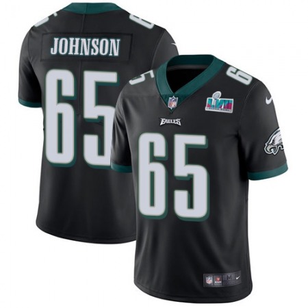 Nike Eagles #65 Lane Johnson Black Super Bowl LVII Patch Alternate Men's Stitched NFL Vapor Untouchable Limited Jersey