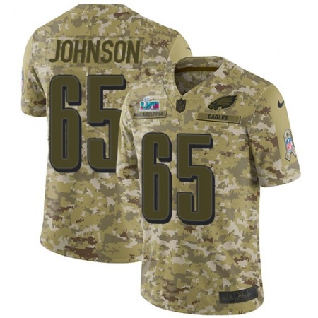 Nike Eagles #65 Lane Johnson Camo Super Bowl LVII Patch Men's Stitched NFL Limited 2018 Salute To Service Jersey
