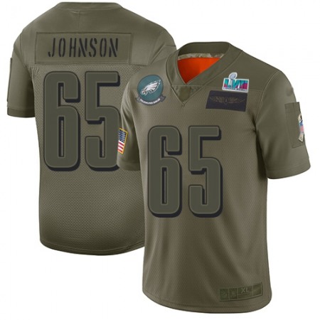 Nike Eagles #65 Lane Johnson Camo Super Bowl LVII Patch Men's Stitched NFL Limited 2019 Salute To Service Jersey