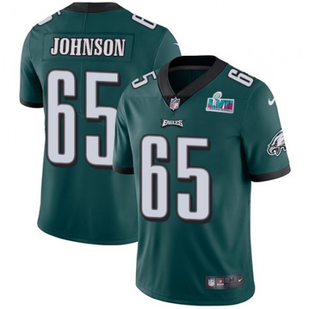 Nike Eagles #65 Lane Johnson Green Team Color Super Bowl LVII Patch Men's Stitched NFL Vapor Untouchable Limited Jersey