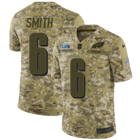 Nike Eagles #6 DeVonta Smith Camo Super Bowl LVII Patch Men's Stitched NFL Limited 2018 Salute To Service Jersey