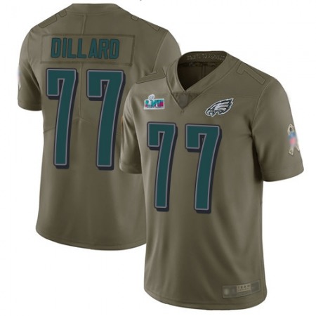 Nike Eagles #77 Andre Dillard Olive Super Bowl LVII Patch Men's Stitched NFL Limited 2017 Salute To Service Jersey