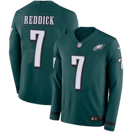 Nike Eagles #7 Haason Reddick Green Team Color Men's Stitched NFL Limited Therma Long Sleeve Jersey