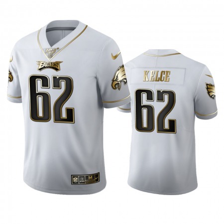 Philadelphia Eagles #62 Jason Kelce Men's Nike White Golden Edition Vapor Limited NFL 100 Jersey