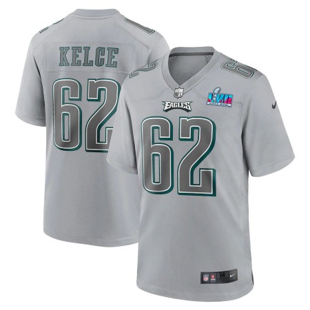 Philadelphia Eagles #62 Jason Kelce Nike Men's Super Bowl LVII Patch Atmosphere Fashion Game Jersey - Gray