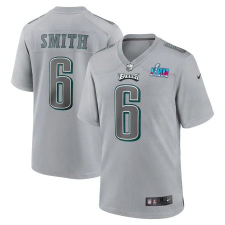 Philadelphia Eagles #6 DeVonta Smith Nike Men's Super Bowl LVII Patch Atmosphere Fashion Game Jersey - Gray