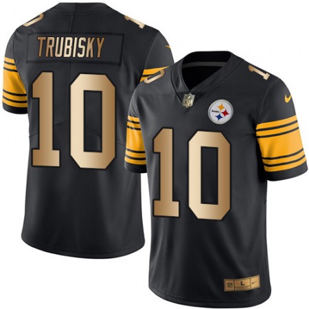 Nike Steelers #10 Mitchell Trubisky Black Men's Stitched NFL Limited Gold Rush Jersey