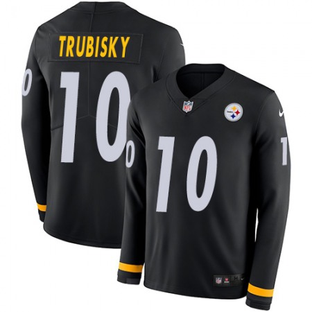 Nike Steelers #10 Mitchell Trubisky Black Team Color Men's Stitched NFL Limited Therma Long Sleeve Jersey
