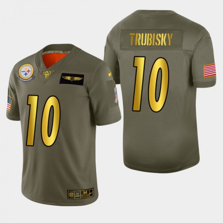 Nike Steelers #10 Mitchell Trubisky Men's Olive Gold 2019 Salute to Service NFL 100 Limited Jersey