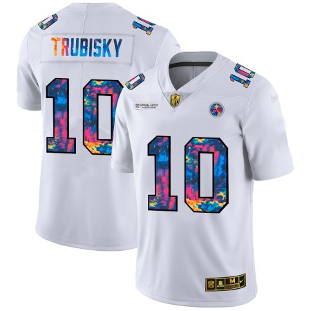 Nike Steelers #10 Mitchell Trubisky Men's White Nike Multi-Color 2020 NFL Crucial Catch Limited NFL Jersey