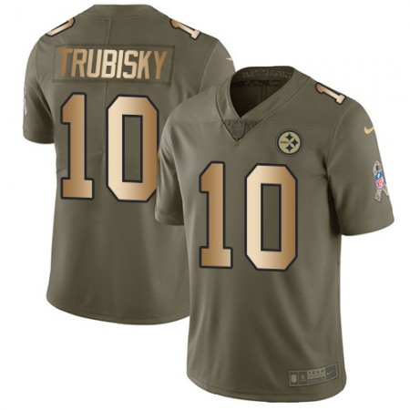 Nike Steelers #10 Mitchell Trubisky Olive/Gold Men's Stitched NFL Limited 2017 Salute To Service Jersey