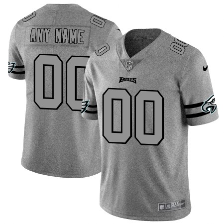 Philadelphia Eagles Custom Men's Nike Gray Gridiron II Vapor Untouchable Limited NFL Jersey