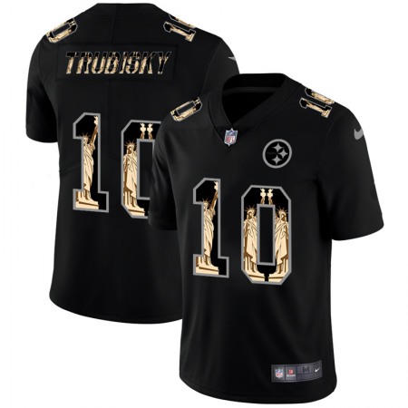 Pittsburgh Steelers #10 Mitchell Trubisky Carbon Black Vapor Statue Of Liberty Limited NFL Jersey