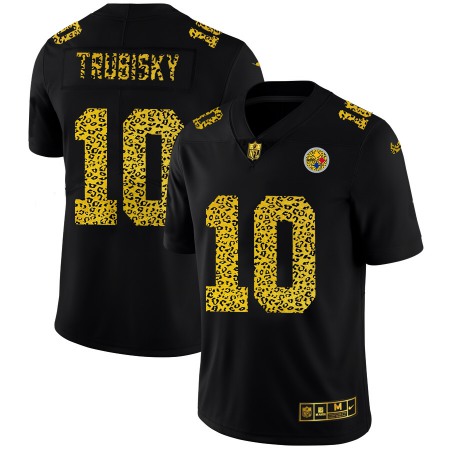 Pittsburgh Steelers #10 Mitchell Trubisky Men's Nike Leopard Print Fashion Vapor Limited NFL Jersey Black