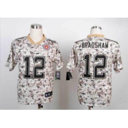 Nike Steelers #12 Terry Bradshaw Camo Men's Stitched NFL Elite USMC Jersey