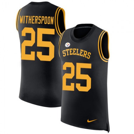 Nike Steelers #25 Ahkello Witherspoon Black Team Color Men's Stitched NFL Limited Rush Tank Top Jersey