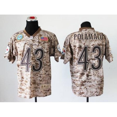 Nike Steelers #43 Troy Polamalu Camo Men's Stitched NFL New Elite USMC Jersey