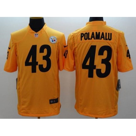 Nike Steelers #43 Troy Polamalu Gold Men's Stitched NFL Limited Jersey
