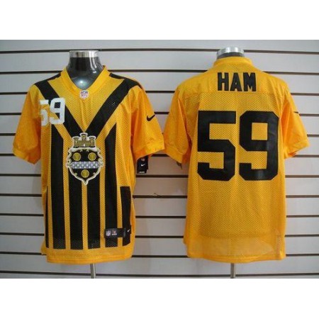 Nike Steelers #59 Jack Ham Gold 1933s Throwback Men's Stitched NFL Elite Jersey