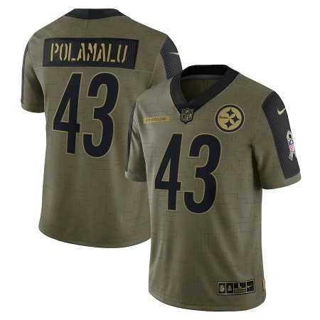 Pittsburgh Steelers #43 Troy Polamalu Olive Nike 2021 Salute To Service Limited Player Jersey