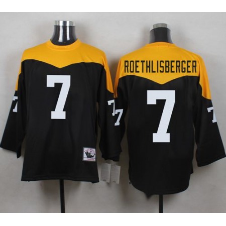 Mitchell And Ness 1967 Steelers #7 Ben Roethlisberger Black/Yelllow Throwback Men's Stitched NFL Jersey