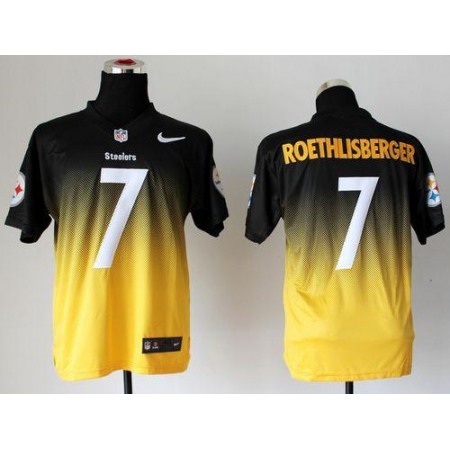 Nike Steelers #7 Ben Roethlisberger Black/Gold Men's Stitched NFL Elite Fadeaway Fashion Jersey