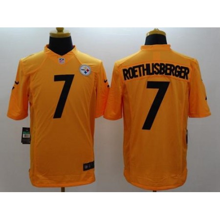 Nike Steelers #7 Ben Roethlisberger Gold Men's Stitched NFL Limited Jersey