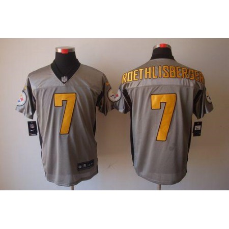Nike Steelers #7 Ben Roethlisberger Grey Shadow Men's Stitched NFL Elite Jersey