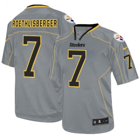 Nike Steelers #7 Ben Roethlisberger Lights Out Grey Men's Stitched NFL Elite Jersey