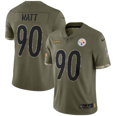 Pittsburgh Steelers #90 T.J. Watt Nike Men's 2022 Salute To Service Limited Jersey - Olive