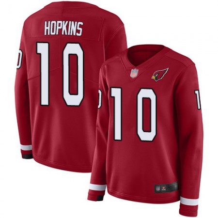 Nike Cardinals #10 DeAndre Hopkins Red Team Color Women's Stitched NFL Limited Therma Long Sleeve Jersey