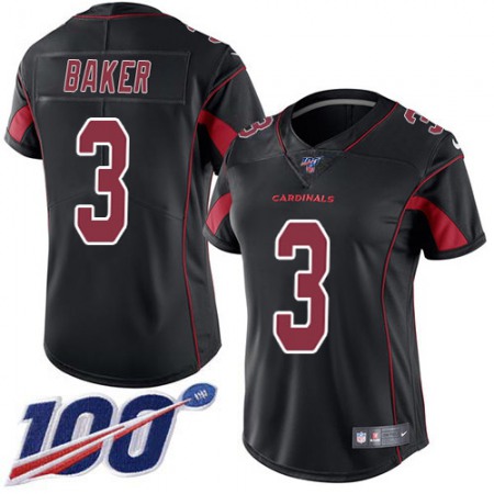 Nike Cardinals #3 Budda Baker Black Women's Stitched NFL Limited Rush 100th Season Jersey