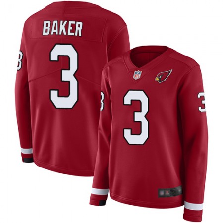 Nike Cardinals #3 Budda Baker Red Team Color Women's Stitched NFL Limited Therma Long Sleeve Jersey