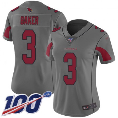 Nike Cardinals #3 Budda Baker Silver Women's Stitched NFL Limited Inverted Legend 100th Season Jersey