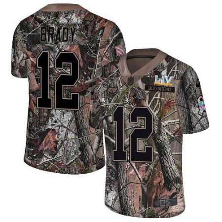 Nike Buccaneers #12 Tom Brady Camo Youth Super Bowl LV Bound Stitched NFL Limited Rush Realtree Jersey