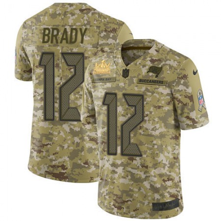 Nike Buccaneers #12 Tom Brady Camo Youth Super Bowl LV Champions Patch Stitched NFL Limited 2018 Salute To Service Jersey