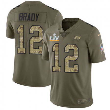 Nike Buccaneers #12 Tom Brady Olive/Camo Youth Super Bowl LV Bound Stitched NFL Limited 2017 Salute To Service Jersey