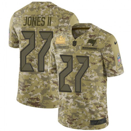 Nike Buccaneers #27 Ronald Jones II Camo Youth Super Bowl LV Champions Patch Stitched NFL Limited 2018 Salute To Service Jersey