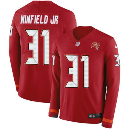 Nike Buccaneers #31 Antoine Winfield Jr. Red Team Color Youth Stitched NFL Limited Therma Long Sleeve Jersey