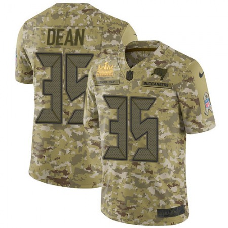 Nike Buccaneers #35 Jamel Dean Camo Youth Super Bowl LV Champions Patch Stitched NFL Limited 2018 Salute To Service Jersey